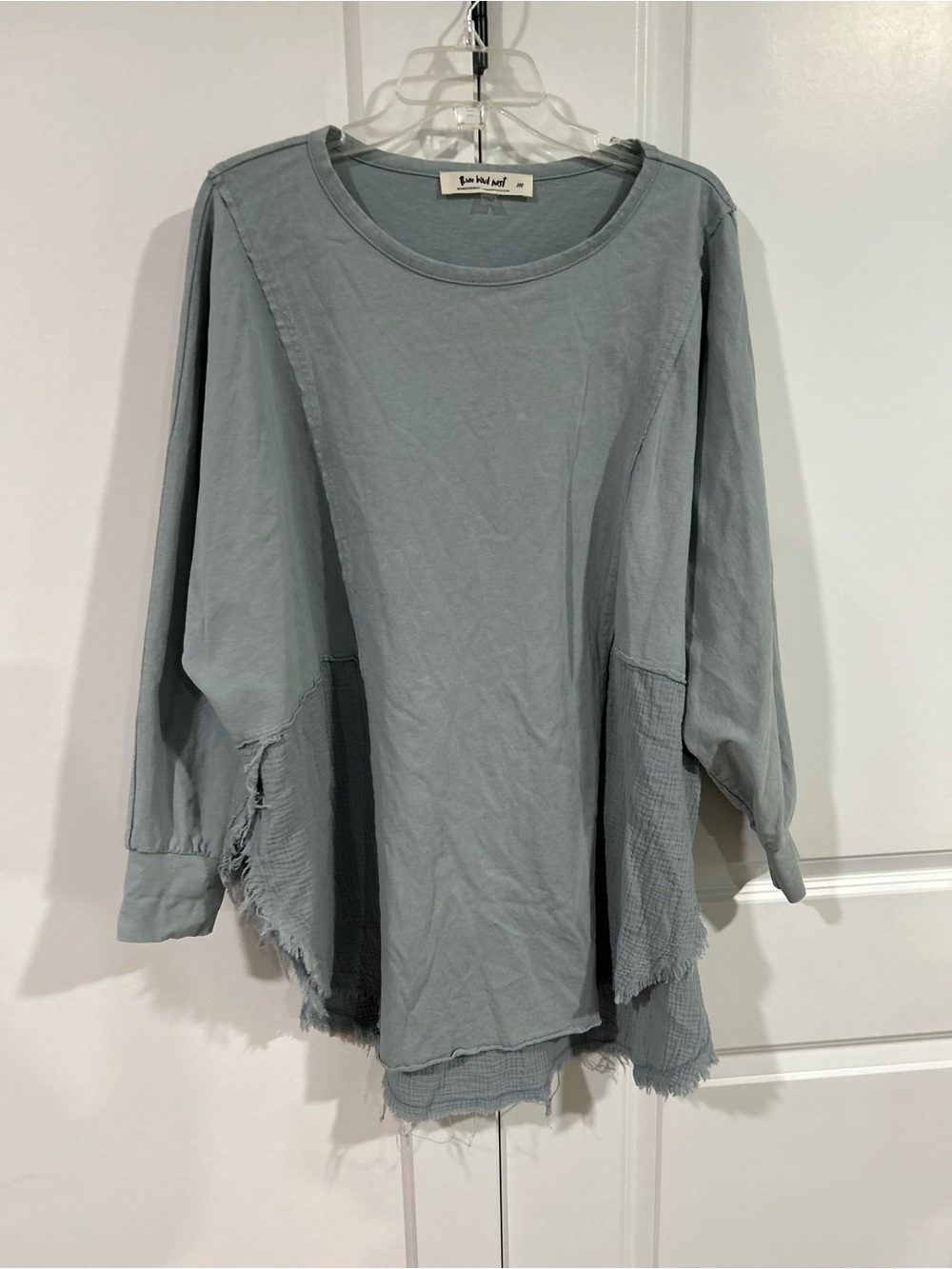 Three Bird Nest Washed Slate-Blue Layered Tunic Sweatshirt